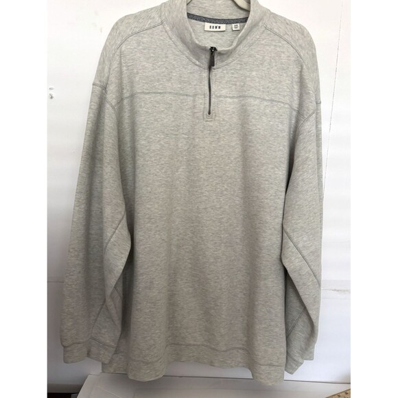 Dillard's Rowm Men's Pullover Quarter Zip 3XB Tall White Gray 100% Cotton warm - Picture 2 of 9